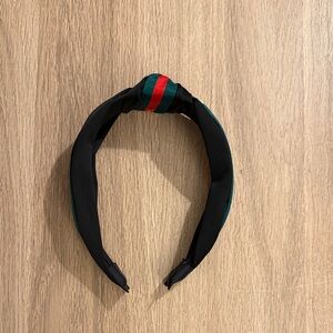 Black Headband with Red and Green Stripe - Women's Fashion Accessory